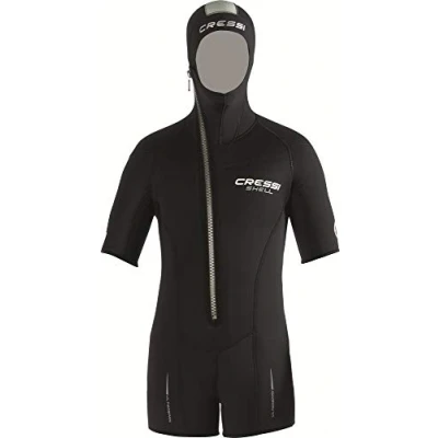 Immagine di Cressi Multi Thickness, Giacca/Shorty Modulare per Immersioni in Neoprene 5mm Maniche Corte con Cerniera/Cappuccio Incorporato Donna, Nero, XL/5