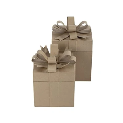 Immagine di Decopatch BT080C Assortimento di 2 scatole Regalo quadrate, Prima Scatola 21x21x27cm seconda 23x23x32 cm Set Natale