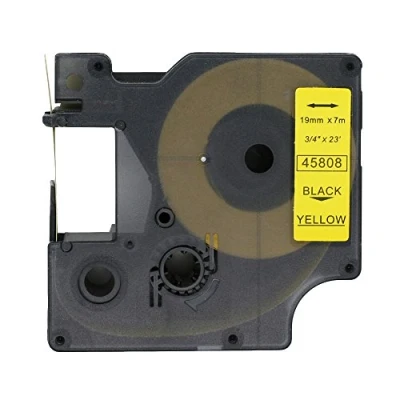 Immagine di BROVACS 1 confezione di nastro adesivo nero su giallo compatibile con DYMO D1 45808 19 mm 3/4&quot; OPA2308