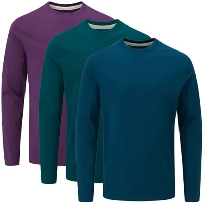 Immagine di Charles Wilson T Shirt Girocollo Semplice a Maniche Lunghe in Confezione da 3 (L, Core Essentials Type 21)