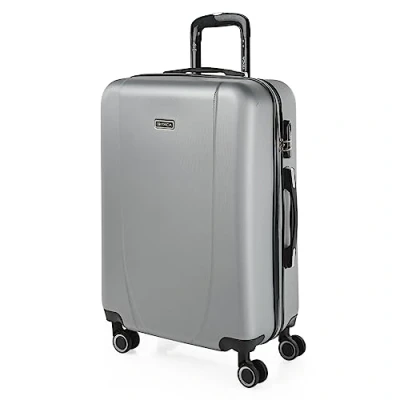 Immagine di ITACA Valigia Grande Rigida Viaggio Rigide. Trolley con 4 RuoteDoppie Girevoli. Materiale ABS Resistente e Leggero TSA 71170, Argento