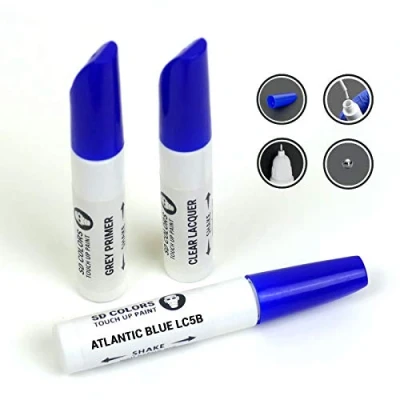 Immagine di SD COLORS ATLANTIC BLUE LC5B Kit di riparazione con penna per ritocchi, 12 ml, graffi e scheggiature, codice colore LC5B, blu atlantico (vernice + lacca)