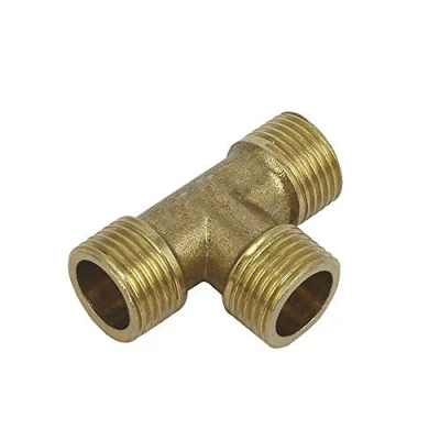 Immagine di BE TOOL Connettore a T per tubo flessibile 3 vie, in ottone, forma di T, tubi dell&#039;aria, del carburante, dell&#039;acqua (1/2&quot; maschio x 1/2&quot; maschio)