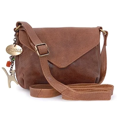 Immagine di Catwalk Collection Handbags Piccola Borsa Tracolla Donna Pelle Borsetta Regolabile ERIN Marrone