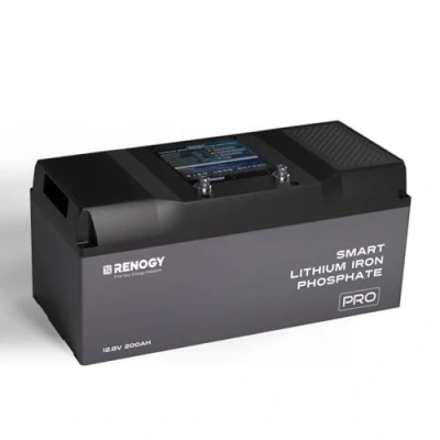 Immagine di Renogy Batteria al litio da 200 Ah 12 V LiFePO4 Pro con autoriscaldamento e Bluetooth, 5000 cicli, perfetta per impianto solare, casa, barca, motore elettrico, camper, campeggio