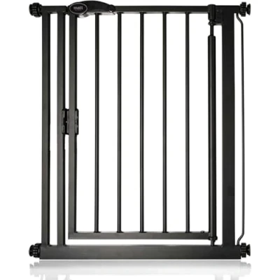 Immagine di Safetots Cancelletto per Scale a Chiusura Automatica Pressione, Stretto, 68.5 cm 75 cm, Nero opaco, Bambini, Barriera di Sicurezza Bambini