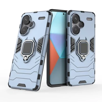 Immagine di Cover per Xiaomi Redmi Note 13 Pro Plus con Anello, Custodia Supporto Magnetica Rigida Resistente Antiurto Doppio Strato Protettiva Calamita Bumper Case (Xiaomi Plus, Blu Navy)