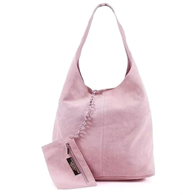 Immagine di Modarno borsa a tracolla da donna in pelle scamosciata pochette, tracolla, shopper, donna, vera (Rosa)