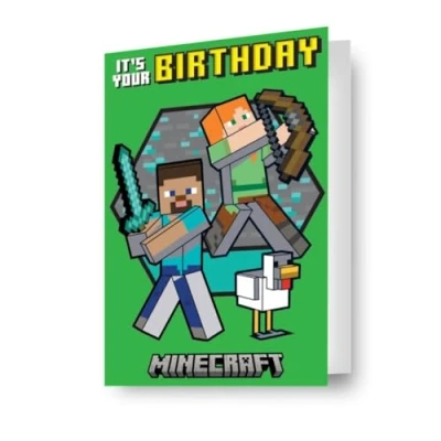 Immagine di Danilo Promotions LTD Minecraft, biglietto di compleanno con effetto 3D, lenticolare, un fantastico per tutte le occasioni