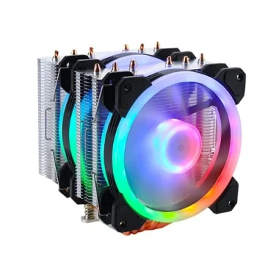 Immagine di Gelid Solutions Glacier RGB Twin Tower con 6 Power Heatpipes. 2 ventole ARGB PWM da 120 mm. TPD 220 W in su. Supporto di protezione AM4 Argento