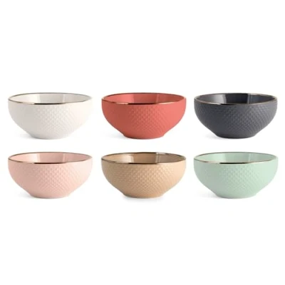 Immagine di H&amp;h set 6 bowl colazione dots in colori assortiti cc 670