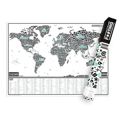 Immagine di Luckies Of London Scratch Map The F*#?ing World Mappa del mondo da grattare con parolacce ogni parte Volgarità e ingiurie in varie lingue