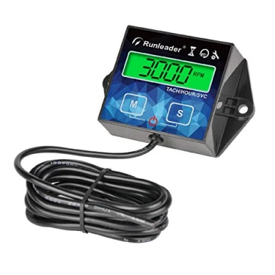 Immagine di Runleader Contagiri digitale/contaore, display retroilluminato verde per tosaerba a cavallo Compressore soffiatore foglia motoslitta Marine Jet Ski Motocross ATV Paramotore(011G)