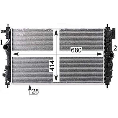 Immagine di MAHLE ORIGINAL Radiatore motore 680mm 414mm 28mm Cambio manuale Alette di raffreddamento saldate OPEL: Zafira C Tourer, Astra J Hatchback CR 2115 000P