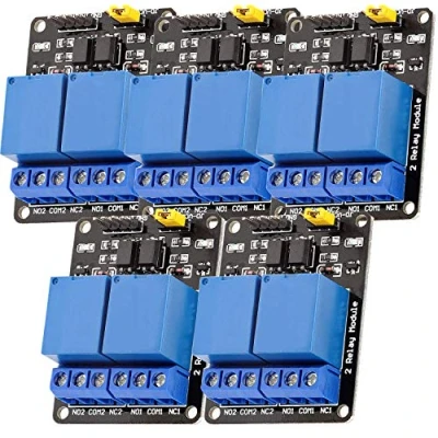 Immagine di AZDelivery 5 x Modulo Relay 5V a 2 canali con optoaccoppiatore Low Level Trigger compatibile Arduino incluso un E Book!