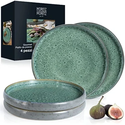 Immagine di Moritz &amp; SOLID Set di 4 piatti piani da 26 cm, in gres porcellanato