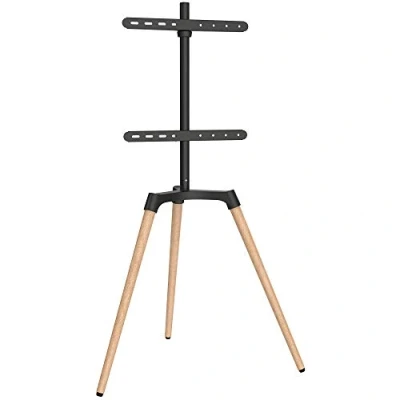 Immagine di EasyLife Treppiede TV Tripod di design Supporto per televisore/monitor fino a 65&quot; e 35 kg Orientabile 140 Altezza regolabile gestione dei cavi VESA 400x400 (nero/faggio chiaro)