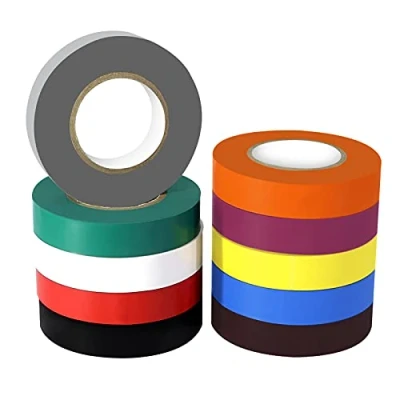 Immagine di Xrkuu 10 rotoli di nastro isolante multicolor, 15 mm x 20 m, adesivo in PVC, resistente alle fiamme, alte temperature, perfetto per progetti cablaggio elettrico