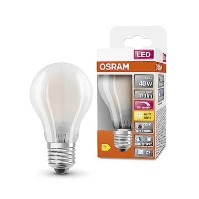 Immagine di OSRAM Lampada LED SUPERSTAR+ CLASSIC A GLFR 40, E27, goccia, 3.4W, 470lm, 2700K, luce bianca calda, componente blu e affaticamento visivo notevolmente ridotti, dimmerabile, basso consumo energetico