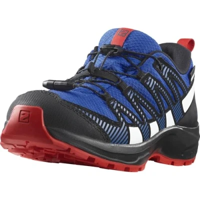 Immagine di Salomon XA PRO V8 CSWP Unisex Scarpa da hiking per bambini, Taglia: 37, Lapis blue/black/fiery red Tessuto / sintetico