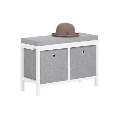 Immagine di SoBuy Panca scarpiera Cassapanca da Interno Mobile Bagno con 2 cestini Bianco e Grigio L70*P30*A50cm FSR81 HG