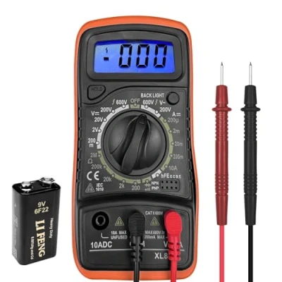 Immagine di WinGluge Multimetro Digitale, Amperometro Voltmetro Ohmmetro Professionale, 2000Conti Tester con LCD Retroilluminato, per Misura Tensione AC/DC, Resistenza, Continuità, Diodi