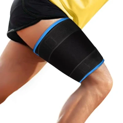Immagine di supregear Supporto per Coscia, Fascia in Neoprene Avvolgente Coscia Compressione Manica Gamba Regolabile Più Sottile Donna Uomo (Blu)