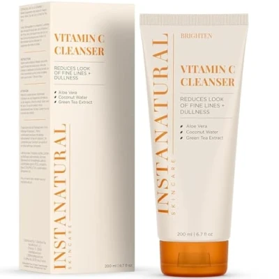 Immagine di InstaNatural Detergente Viso Vitamina C Sapone Liquido Antietà Contro Rughe e Brufoli, Riduce Deterge i Pori Ingredienti Naturali Biologici Per Pelli Grasse, Secche Sensibili 200 ml