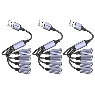Immagine di MOGOOD USB Splitter, Cavo 4 in 1,Hub Adattatore da a USB,Splitter Multi Presa,Convertitore Femmina Porte di Prolunga Alimentazione per PC/Auto/TV