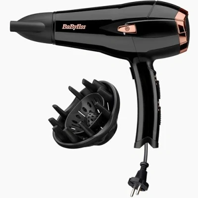 Immagine di BaByliss D373E Asciugacapelli Cordkeeper 2000W, Cavo retrattile, Funzione ionica anti crespo, 3 temperature/velocità, tasto aria fredda, con diffusore e concentratore