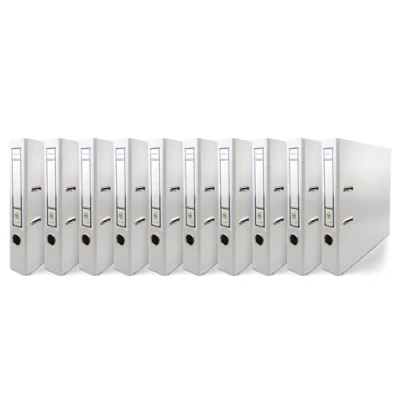 Immagine di Netuno 10 raccoglitori cartone ecologico riciclato bianco a 2 anelli A4 dorso 5 cm per ufficio scuola archivio faldoni portadocumenti