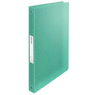 Immagine di Esselte Raccoglitore a 4 Anelli con Copertina Morbida, Capacità di 140 Fogli in Formato A4, Utilizzabile Casa e Ufficio, Gamma Colour&#039;Breeze, Motivo Rilievo, Dorso da 25 mm Verde