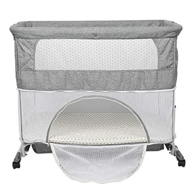 Immagine di KEVO Cododo culla per neonati con materasso, modalità a dondolo bambino, lato pieghevole, altezza regolabile, finestre in rete, ruote e borsa da viaggio, 0 6 mesi (113 x 66 84 cm