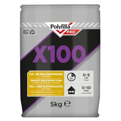Immagine di Polyfilla Pro X100 Stucco Riempitivo e Rasante per Interno, in Polvere 5 kg