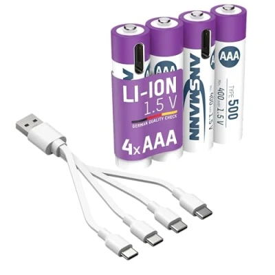 Immagine di Ansmann LR03 USB C Batteria ricaricabile ® Li Ion 500 mAh 1.5 V 4 pz.