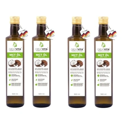 Immagine di GreatVita MCT olio a base di cocco, 2 litri Acidi grassi C8 &amp; C10, qualità premium 70% acido caprilico e 30% caprico