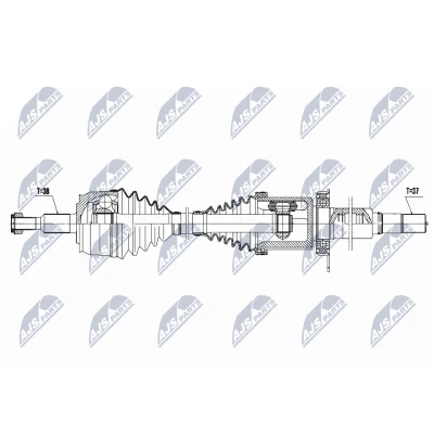 Immagine di NTY NPW VW 131 Albero motore / Semiasse Assale anteriore Dx 1054, 430 Trasmissione automatica con supporto/cuscinetto VOLKSWAGEN: Transporter 5