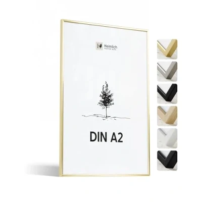 Immagine di Heimlich® 1x cornice (1 pz.) Cornici in Alluminio con Vetro Acrilico antisfondamento A2 (42x59,4 cm), per Set di Poster, Oro