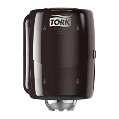 Immagine di Tork 659008 Dispenser per asciugamani ad estrazione centrale grande Performance, sistema M2, 35,6 cm x 24,8 23,2 (altez. largh. profond.), Rosso Nero