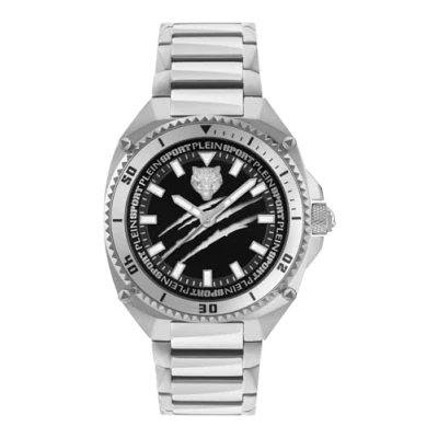 Immagine di Plein Sport Orologio analogico al quarzo da uomo Thunder Force, Argento/Argento/Acciaio Ps8ba0724, Bracciale