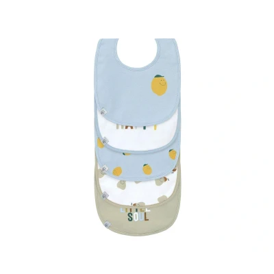 Immagine di LÄSSIG Set di bavaglini per bambini (5 pezzi) con chiusura a velcro in cotone impermeabile/Value Pack Bib Happy Fruits Lemon