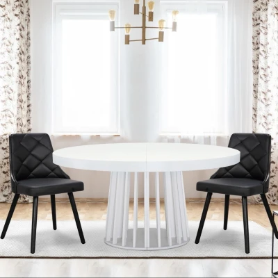 Immagine di Set di 2 sedie scandinave Lalix in legno nero e simil pelle nera Menzzo