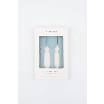 Immagine di BAMBOOM SET POSATE (FORCHETTA, COLTELLO CUCCHIAIO) COLORE AZZURRO GHIACCIO