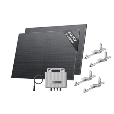 Immagine di EcoFlow STREAM Fotovoltaico da balcone, 600W microinverter grid tie, 2x400W pannelli solari FV+2*Supporto Tetto piatto, controllo Wi Fi/app per tetti piatti e giardini