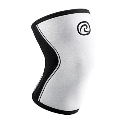 Immagine di Rehband Benda per ginocchio Powersport, fascia Cross Fit e allenamento pesante in neoprene da 5 mm, Colore:Bianco, Misura:M