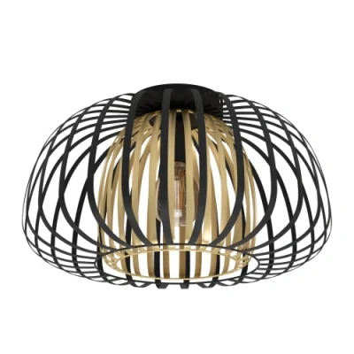 Immagine di Eglo lampada da soffitto Encinitos, a luce singola, soggiorno o camera letto, in metallo nero e ottone spazzolato, presa E27