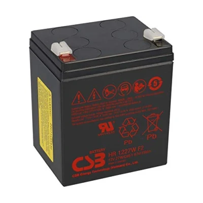 Immagine di CSB Batteria al piombo ad alta corrente HR1227 W, 12 V, 6,18 Ah, 27 Faston, 6,3 mm, compatibile con NPH5 12, MP1223H, HR1221W HR1225W 12LH 30W UPS
