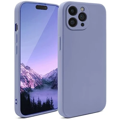 Immagine di Moozy Minimalist Series, Cover in Silicone per iPhone 14 Pro Max, Grigio Blu Custodia Cellulare Finitura Opaca, Sottile e Morbida TPU Case