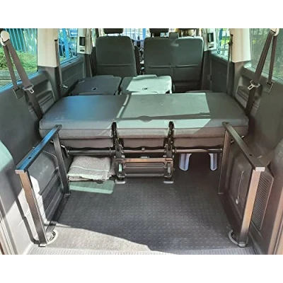 Immagine di BREMER SITZBEZÜGE Consolle Multiflexboard Verniciata a Polvere Compatibile con VW T5 T6 T6.1 Transporter Caravelle Nero Consolle/Accessori / Estensione del Letto Altezza 51 cm 2 Pezzi in
