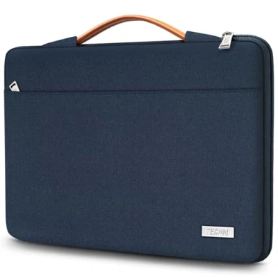 Immagine di TECOOL 12,3 13 Pollici Custodia Borsa per 2018 2022 MacBook Air M1 M2, 2016 PRO M2,12,3 Surface PRO, 12,9 iPad dell XPS Sleeve Notebook Case con Maniglia, Blu Scuro